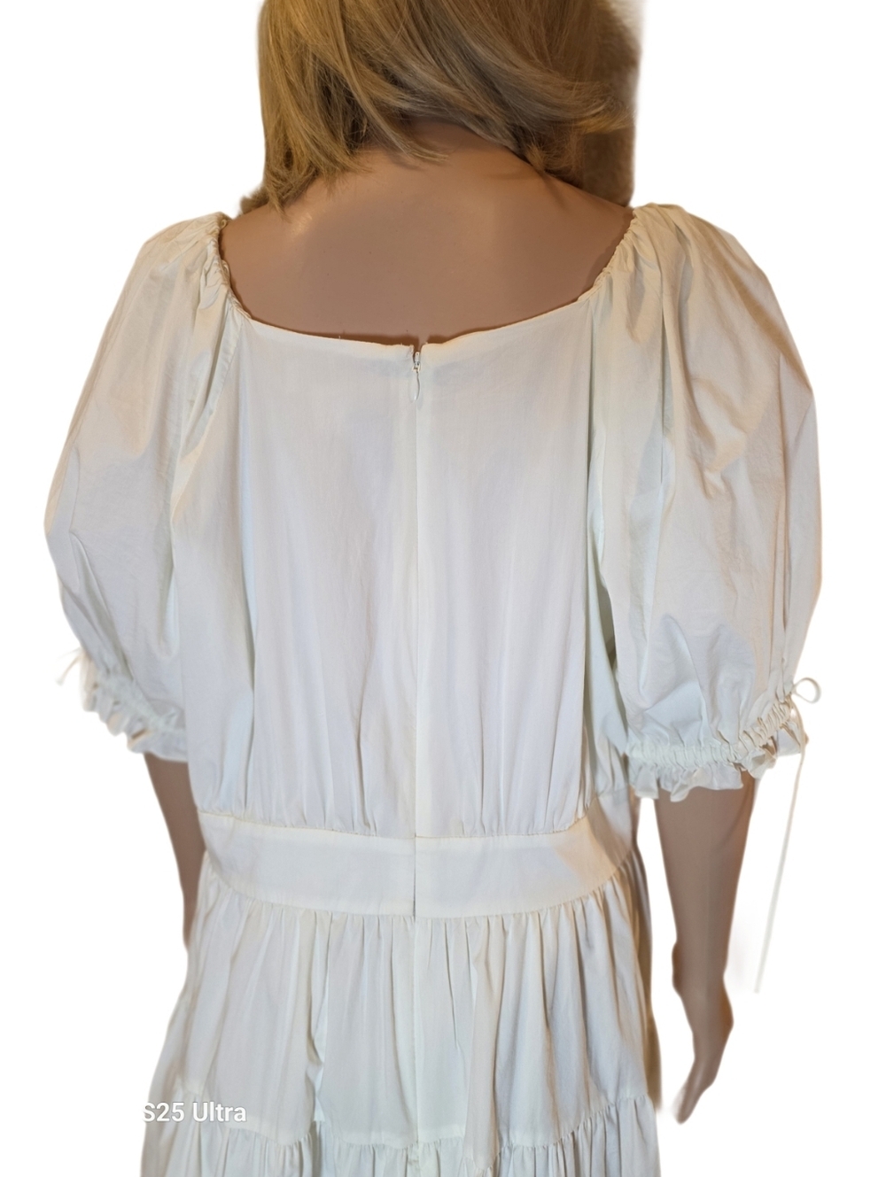 Rachel Parcell Soft White/Ivory Puff Sleeve Tiered Mini Dress - Size XL EUC - Picture 13 of 15